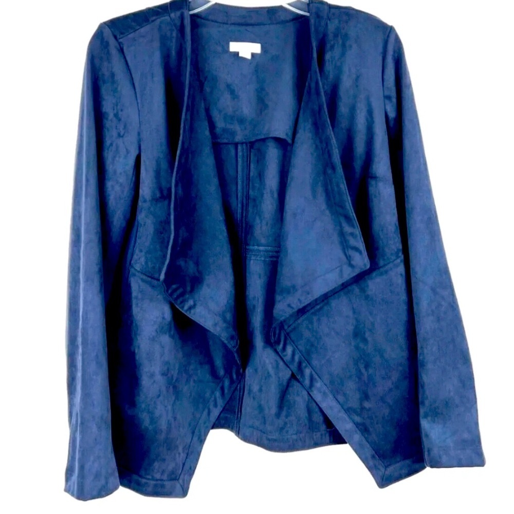 NAVY J. Jill Faux Suede Long sleeves Jacket Blue size Medium